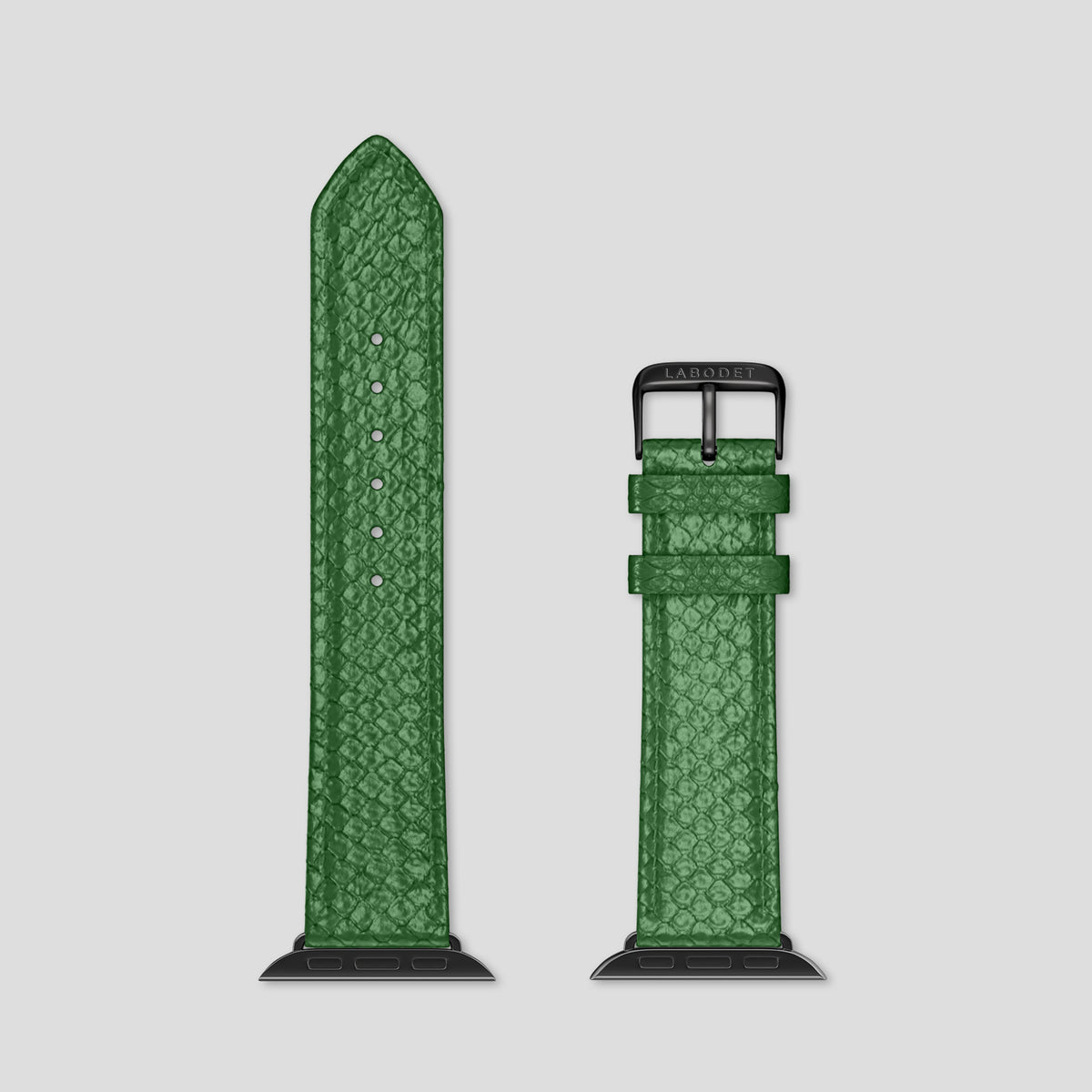 Green Apple Watch 42mm Classic Strap In Python with Black Metal -6 | Green-Black