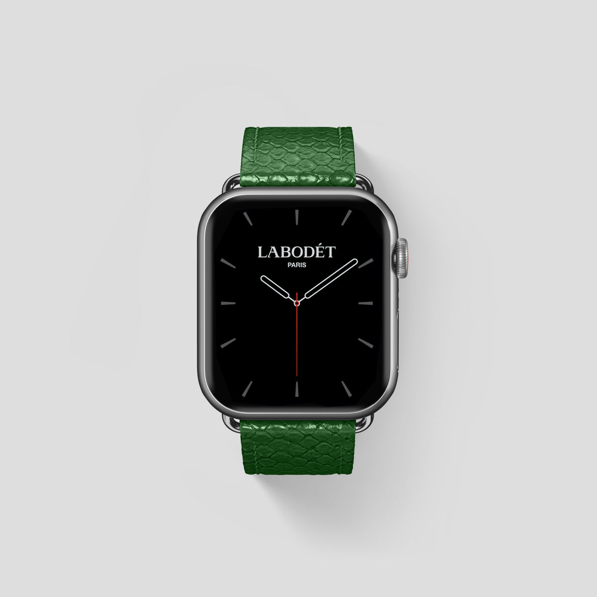 Green Apple Watch 42mm Classic Strap In Python with Steel Metal -1 | Green-Steel
