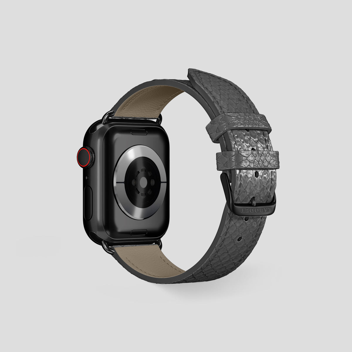 Grey Apple Watch 42mm Classic Strap In Python with Black Metal -2 | Grey-Black
