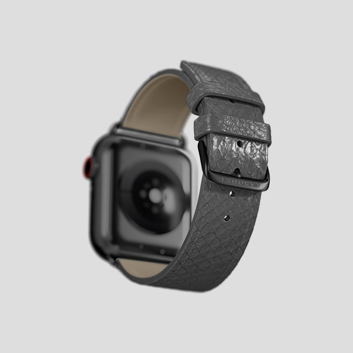 Grey Apple Watch 42mm Classic Strap In Python with Black Metal -5 | Grey-Black