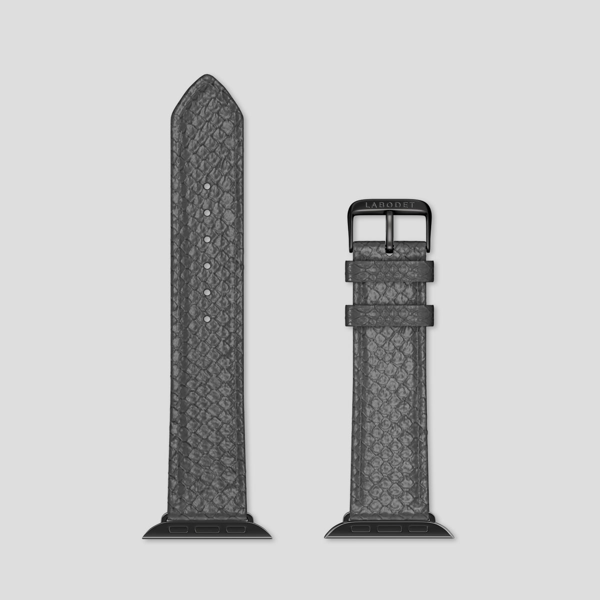 Grey Apple Watch 42mm Classic Strap In Python with Black Metal -6 | Grey-Black