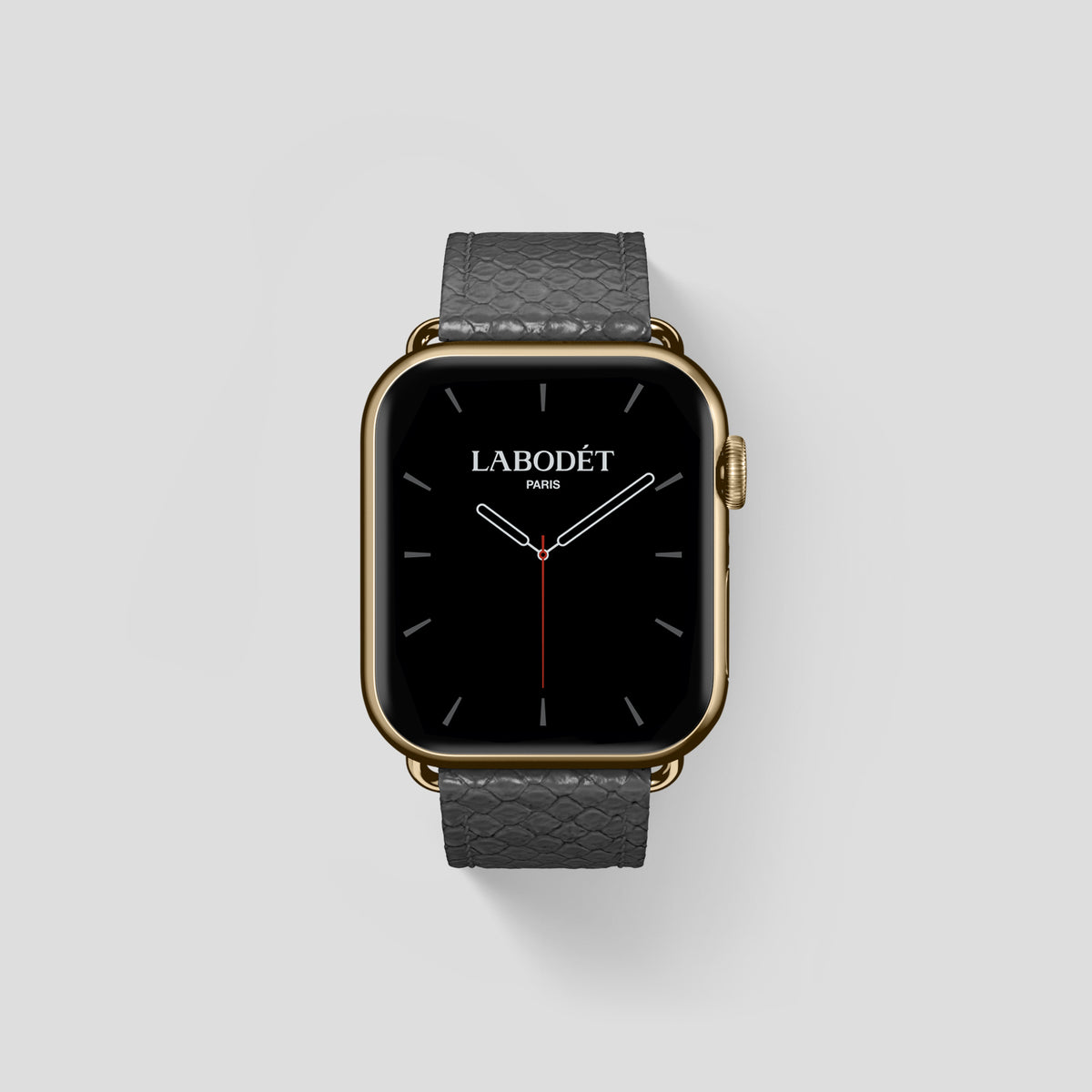 Grey Apple Watch 42mm Classic Strap In Python with Gold Metal -1 | Grey-Gold