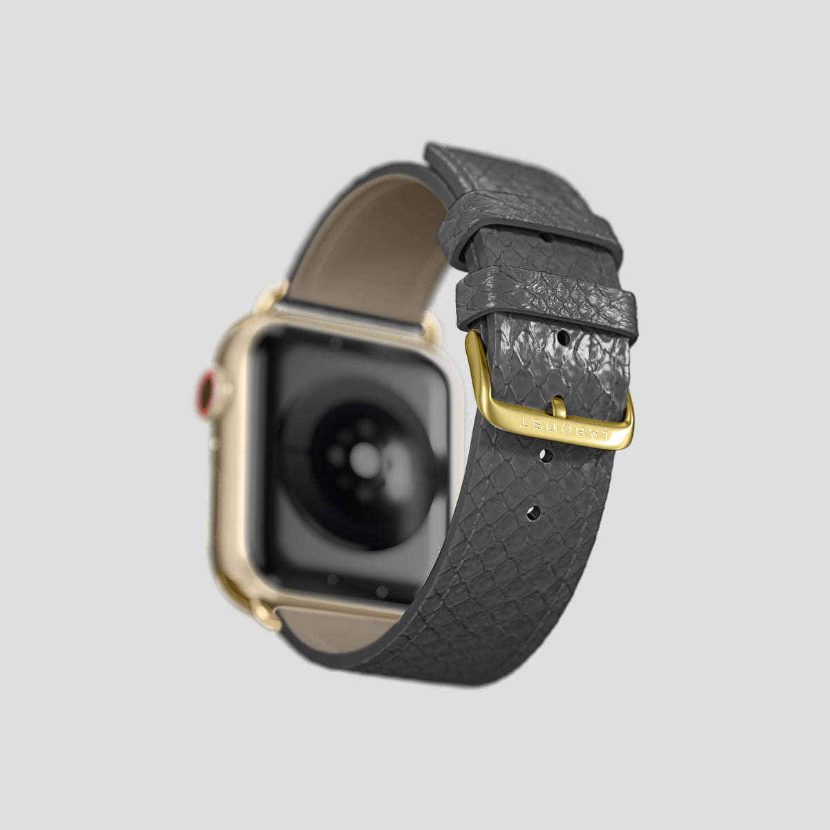 Grey Apple Watch 42mm Classic Strap In Python with Gold Metal -5 | Grey-Gold