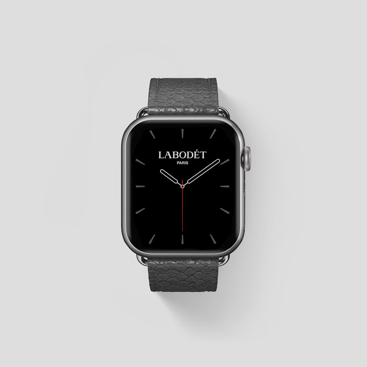 Grey Apple Watch 42mm Classic Strap In Python with Steel Metal -1 | Grey-Steel