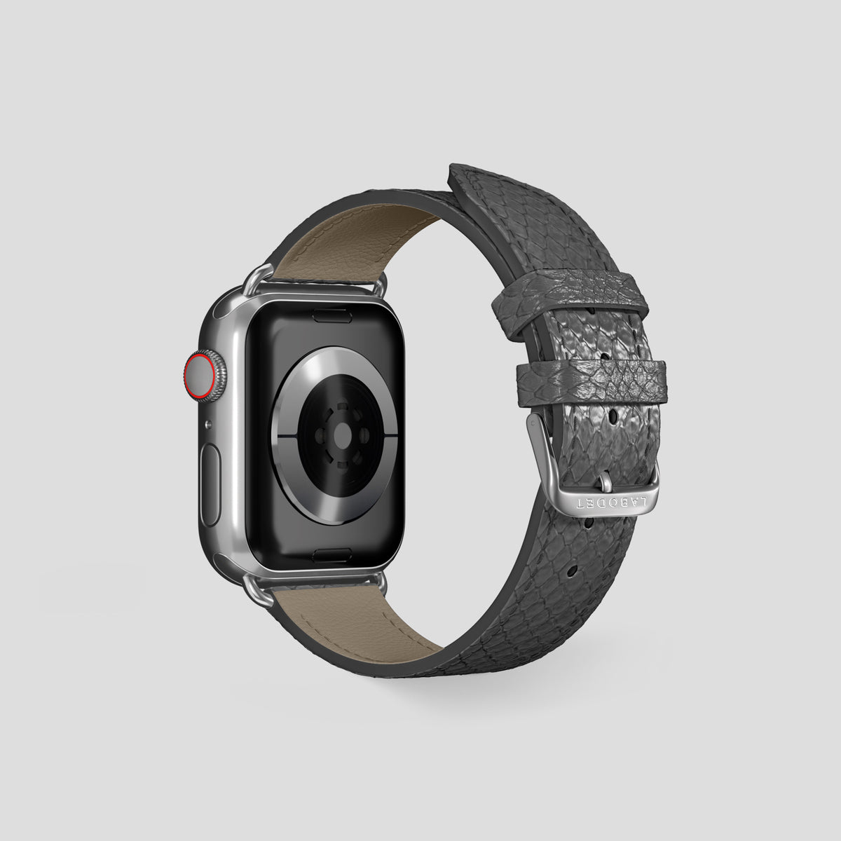 Grey Apple Watch 42mm Classic Strap In Python with Steel Metal -2 | Grey-Steel