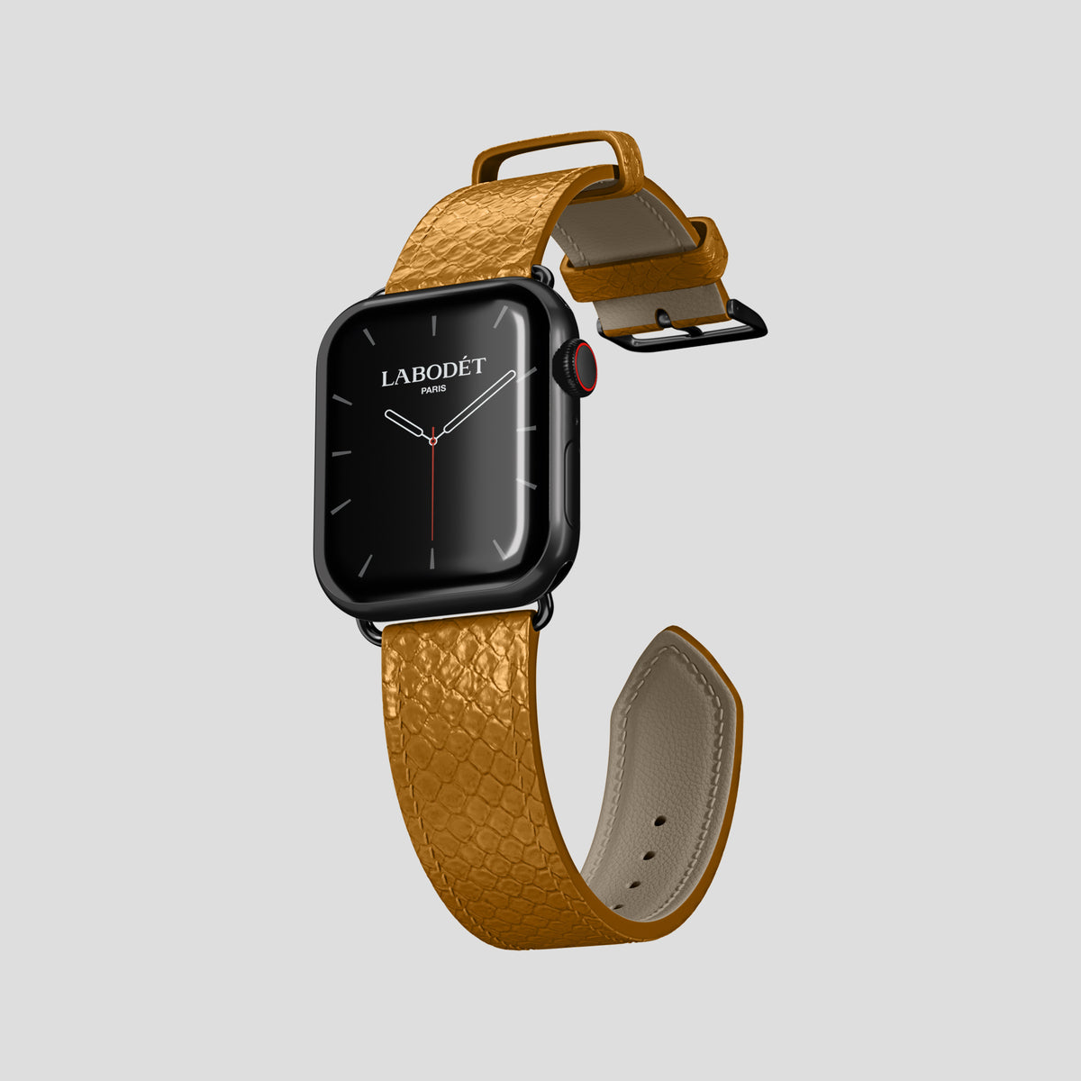 Honey Apple Watch 42mm Classic Strap In Python with Black Metal -3 | Honey-Black