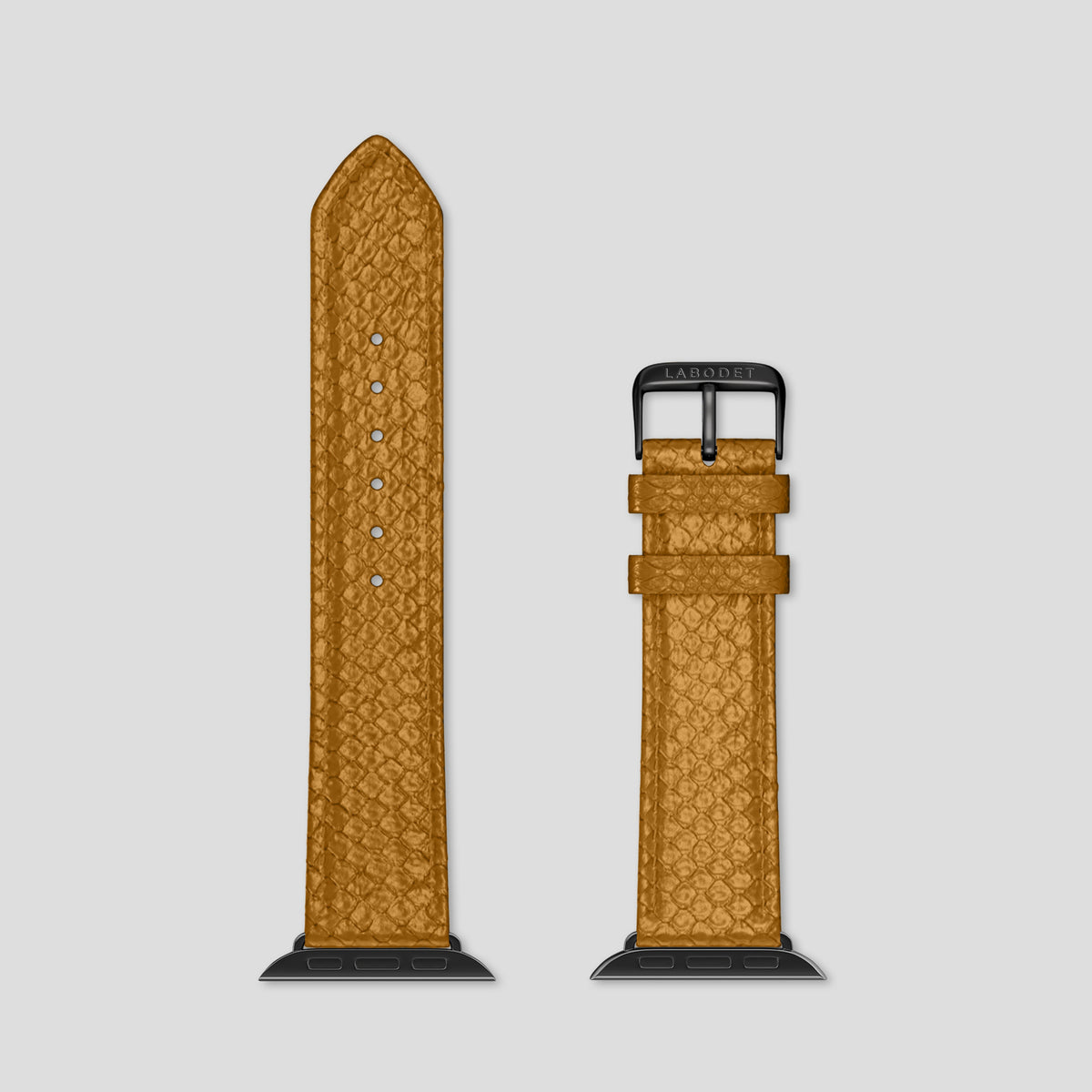 Honey Apple Watch 42mm Classic Strap In Python with Black Metal -6 | Honey-Black