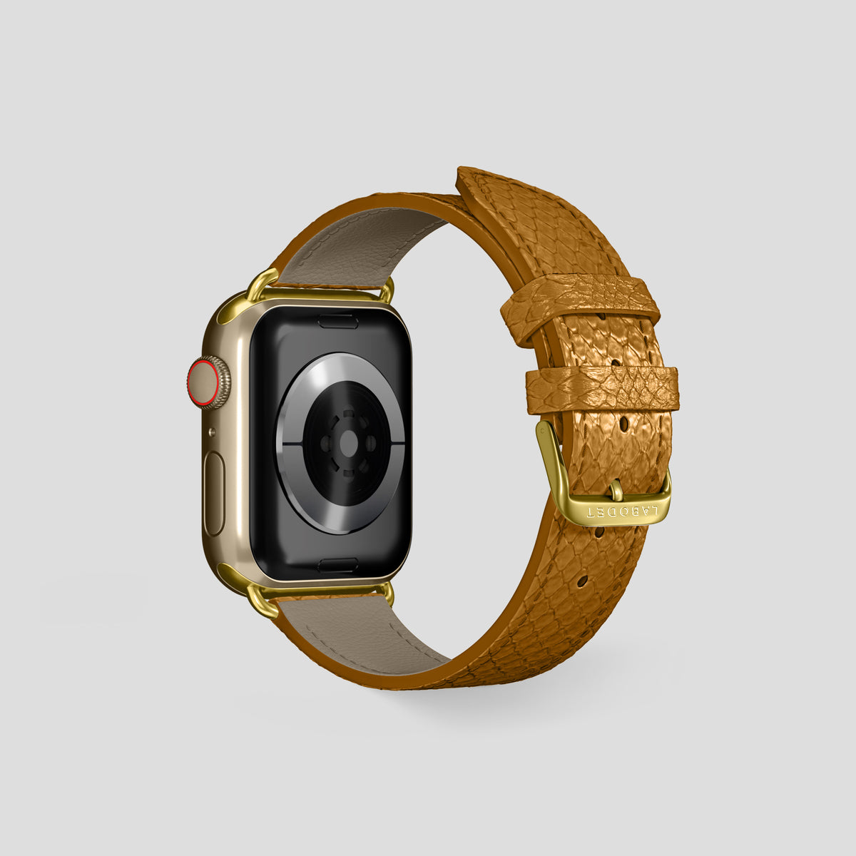 Honey Apple Watch 42mm Classic Strap In Python with Gold Metal -2 | Honey-Gold