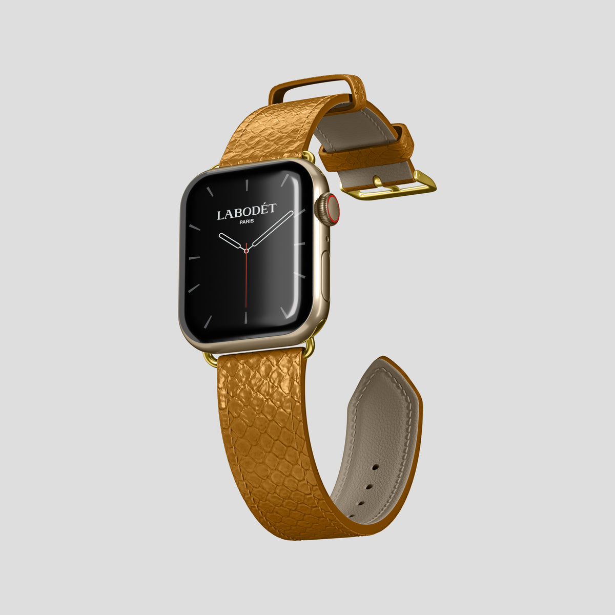 Honey Apple Watch 42mm Classic Strap In Python with Gold Metal -3 | Honey-Gold