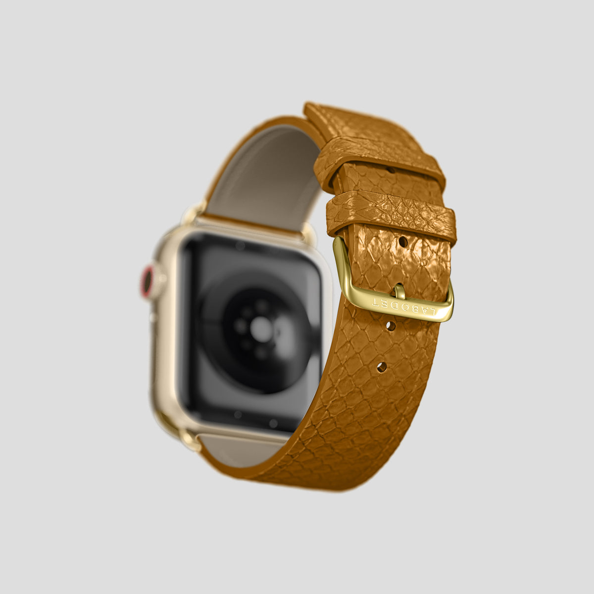 Honey Apple Watch 42mm Classic Strap In Python with Gold Metal -5 | Honey-Gold