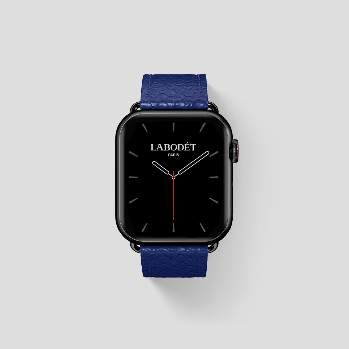 Royal Blue Apple Watch 42mm Classic Strap In Python with Black Metal -1 | Royal-Blue-Black