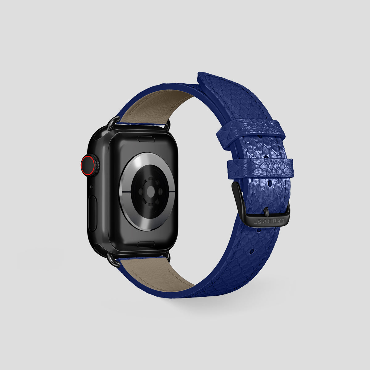 Royal Blue Apple Watch 42mm Classic Strap In Python with Black Metal -2 | Royal-Blue-Black