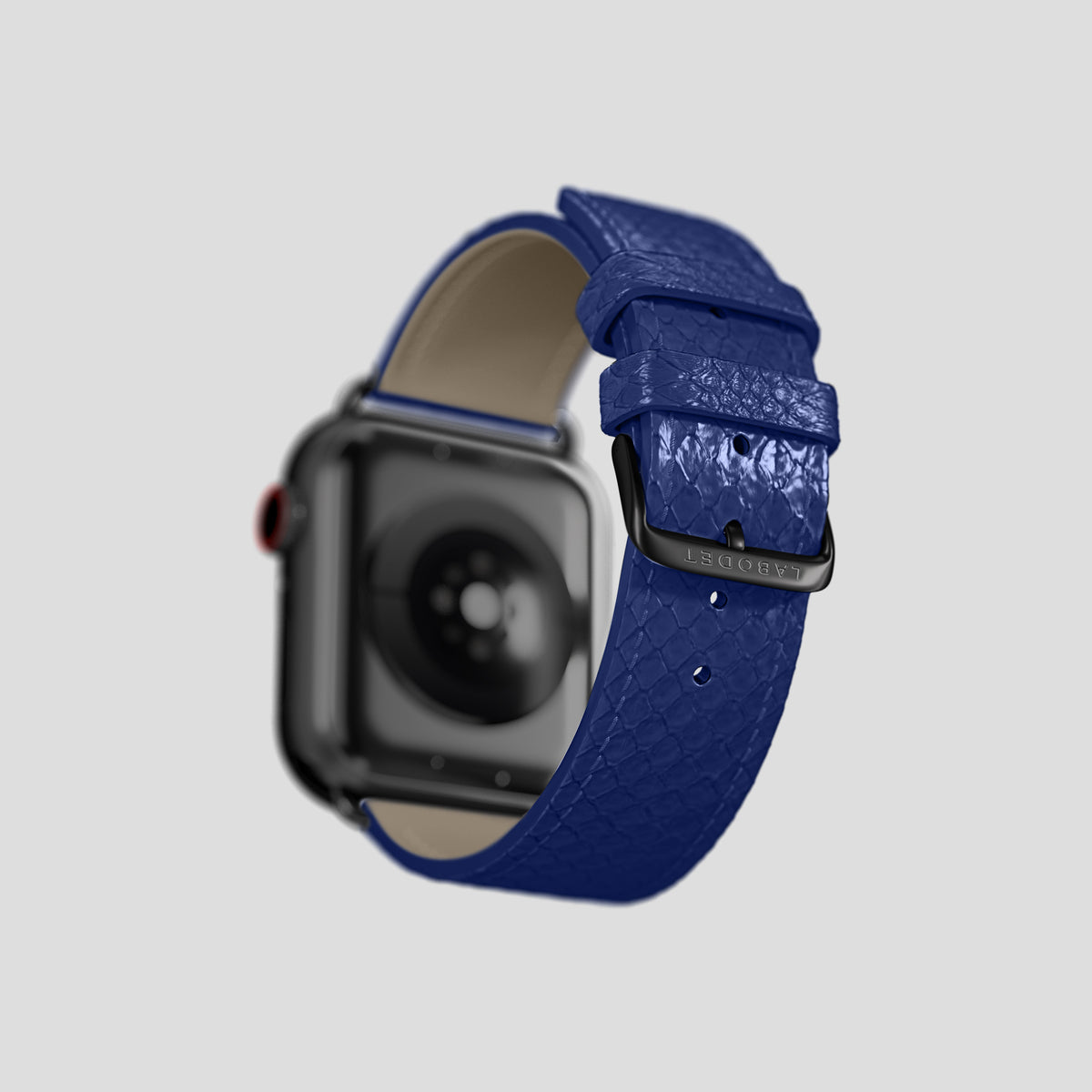 Royal Blue Apple Watch 42mm Classic Strap In Python with Black Metal -5 | Royal-Blue-Black
