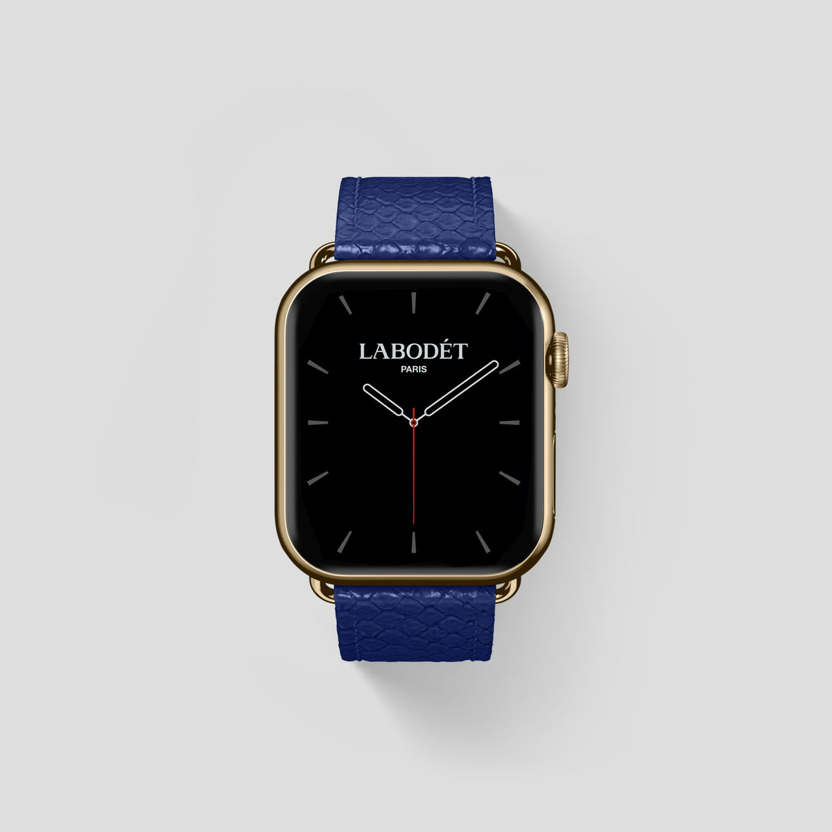 Royal Blue Apple Watch 42mm Classic Strap In Python with Gold Metal -1 | Royal-Blue-Gold