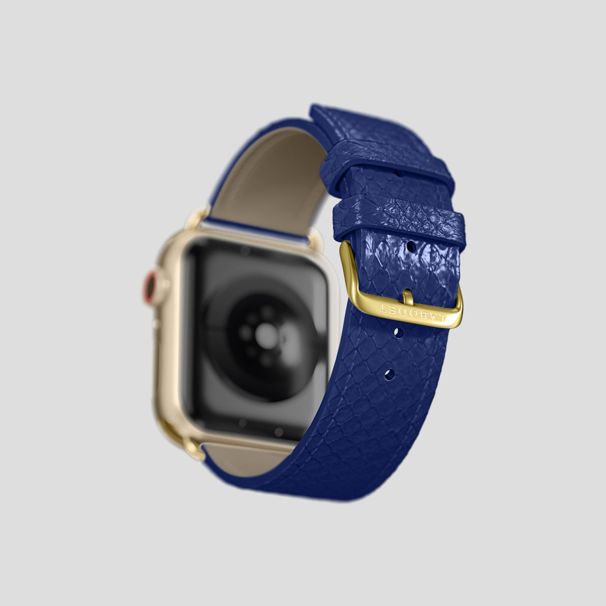 Royal Blue Apple Watch 42mm Classic Strap In Python with Gold Metal -5 | Royal-Blue-Gold