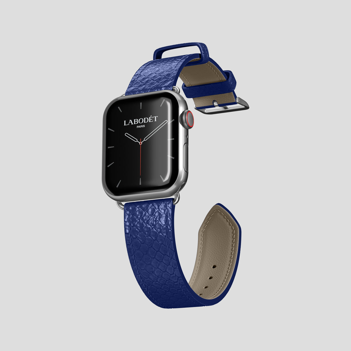 Royal Blue Apple Watch 42mm Classic Strap In Python with Steel Metal -3 | Royal-Blue-Steel