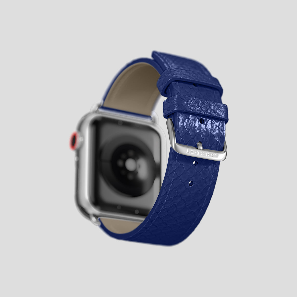 Royal Blue Apple Watch 42mm Classic Strap In Python with Steel Metal -5 | Royal-Blue-Steel