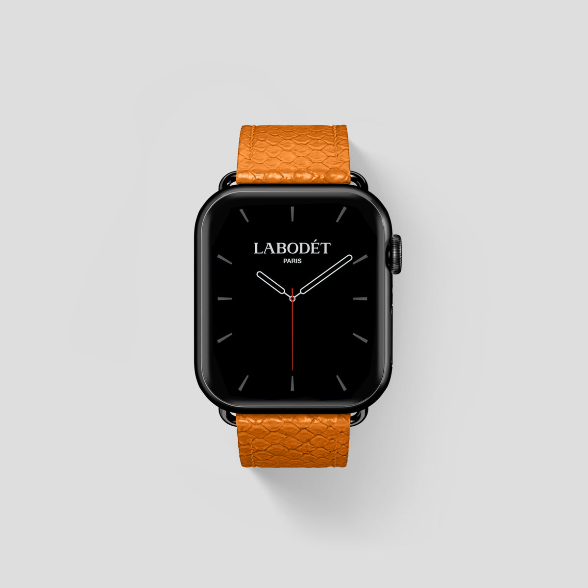 Orange Apple Watch 42mm Classic Strap In Python with Black Metal -1 | Orange-Black