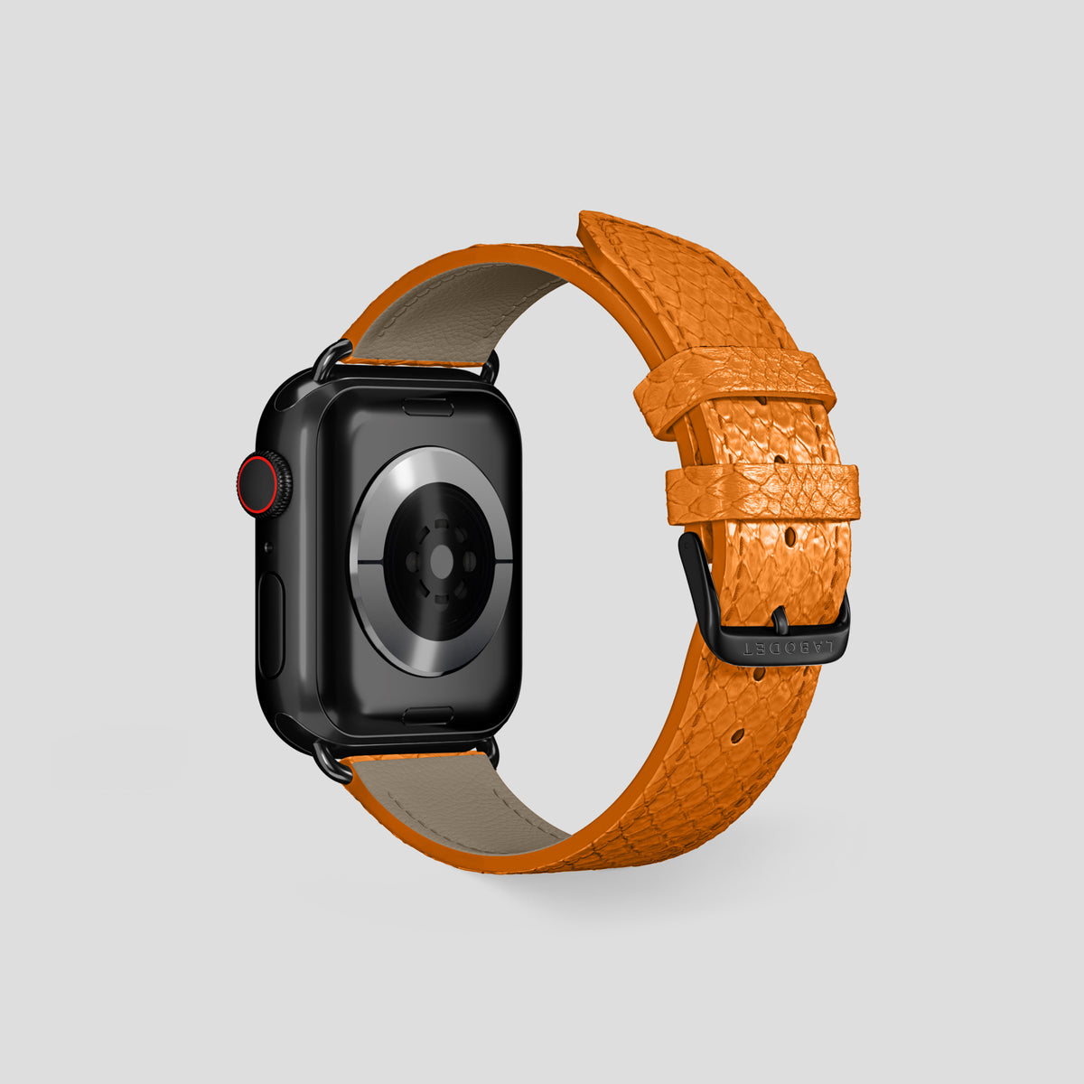 Orange Apple Watch 42mm Classic Strap In Python with Black Metal -2 | Orange-Black