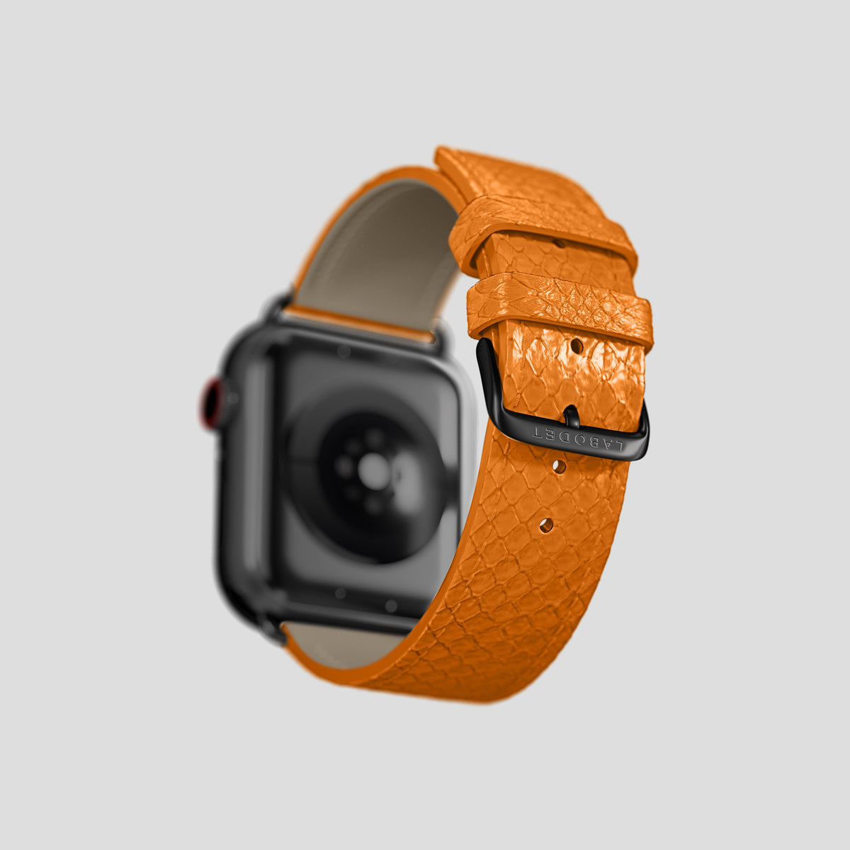 Orange Apple Watch 42mm Classic Strap In Python with Black Metal -5 | Orange-Black