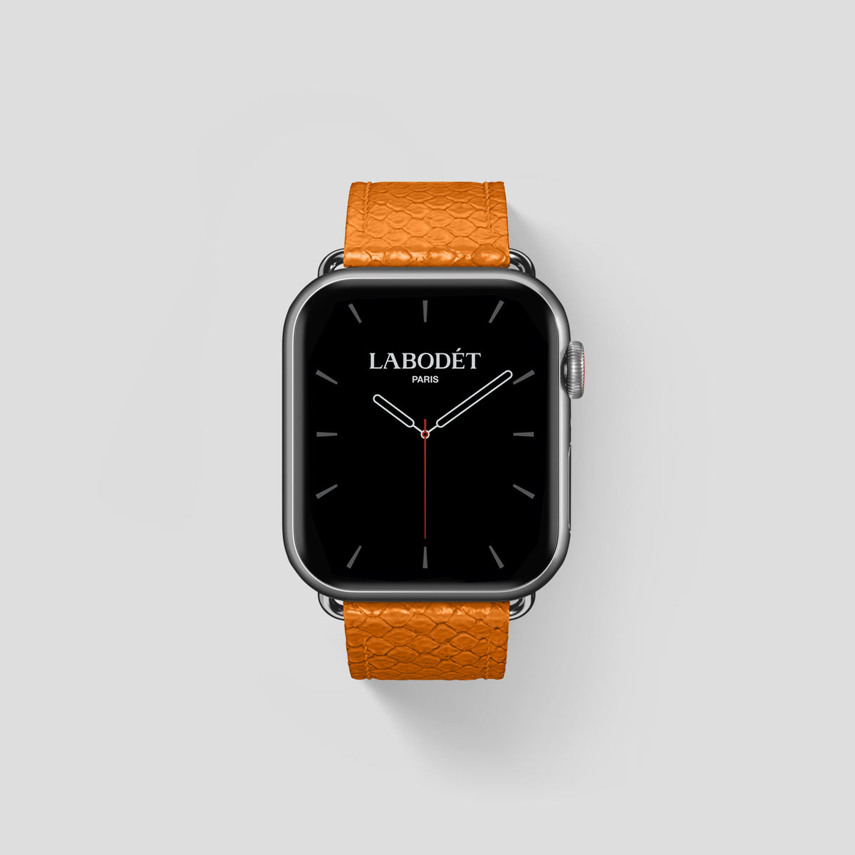 Orange Apple Watch 42mm Classic Strap In Python with Steel Metal -1 | Orange-Steel