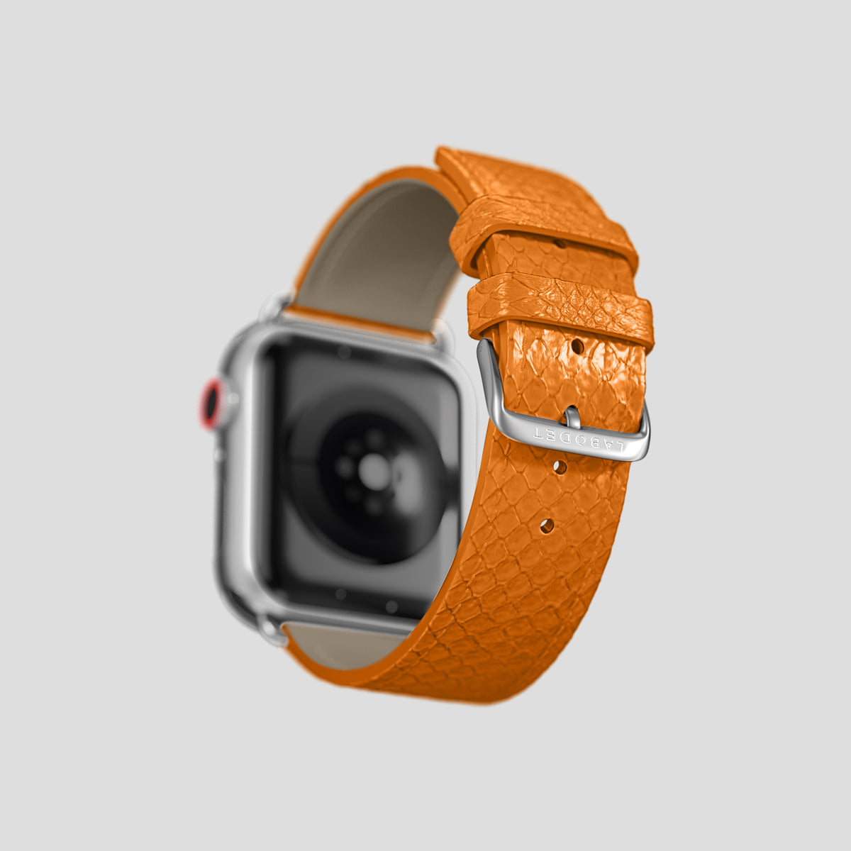 Orange Apple Watch 42mm Classic Strap In Python with Steel Metal -5 | Orange-Steel