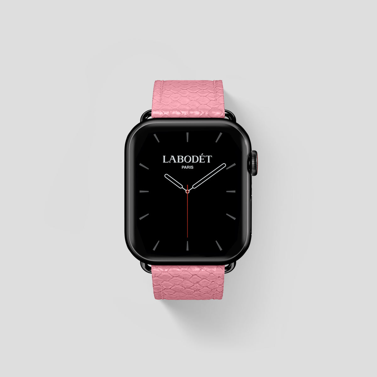 Pink Apple Watch 42mm Classic Strap In Python with Black Metal -1 | Pink-Black