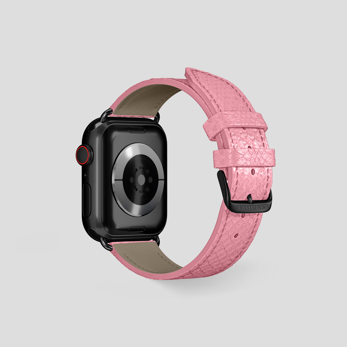 Pink Apple Watch 42mm Classic Strap In Python with Black Metal -2 | Pink-Black