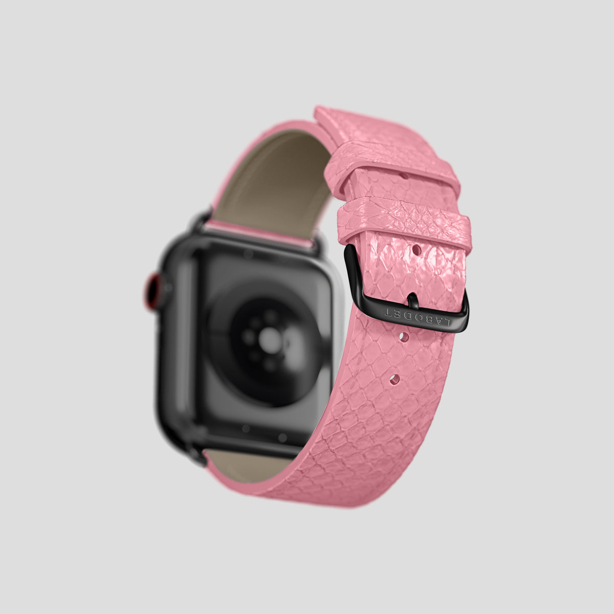 Pink Apple Watch 42mm Classic Strap In Python with Black Metal -5 | Pink-Black