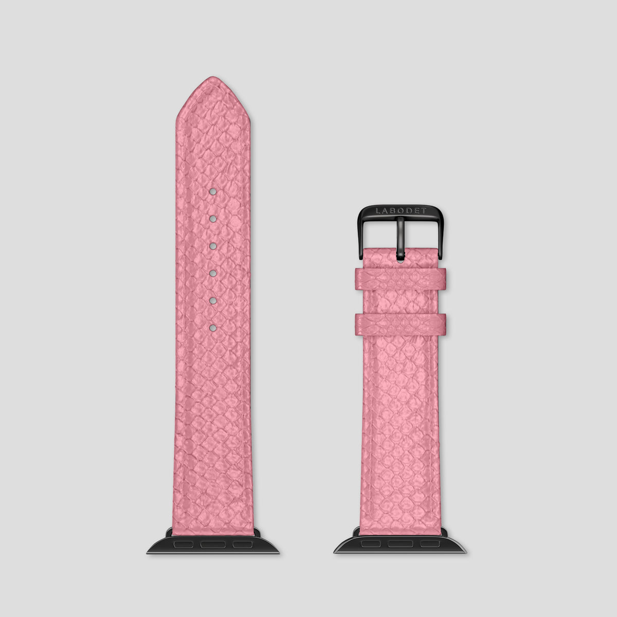 Pink Apple Watch 42mm Classic Strap In Python with Black Metal -6 | Pink-Black