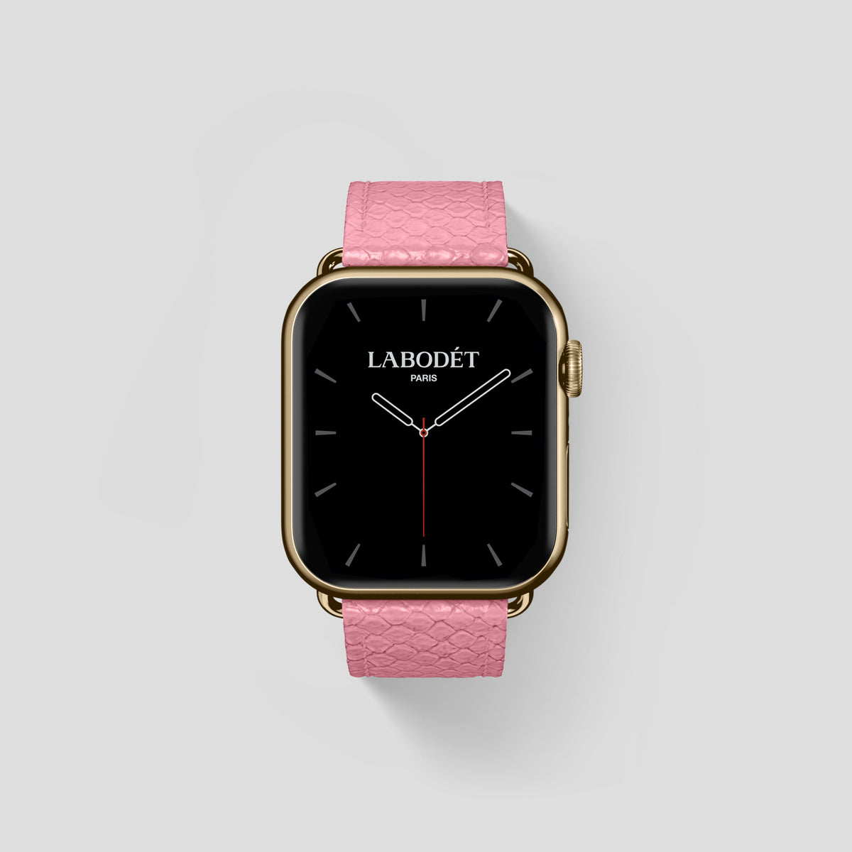 Pink Apple Watch 42mm Classic Strap In Python with Gold Metal -1 | Pink-Gold