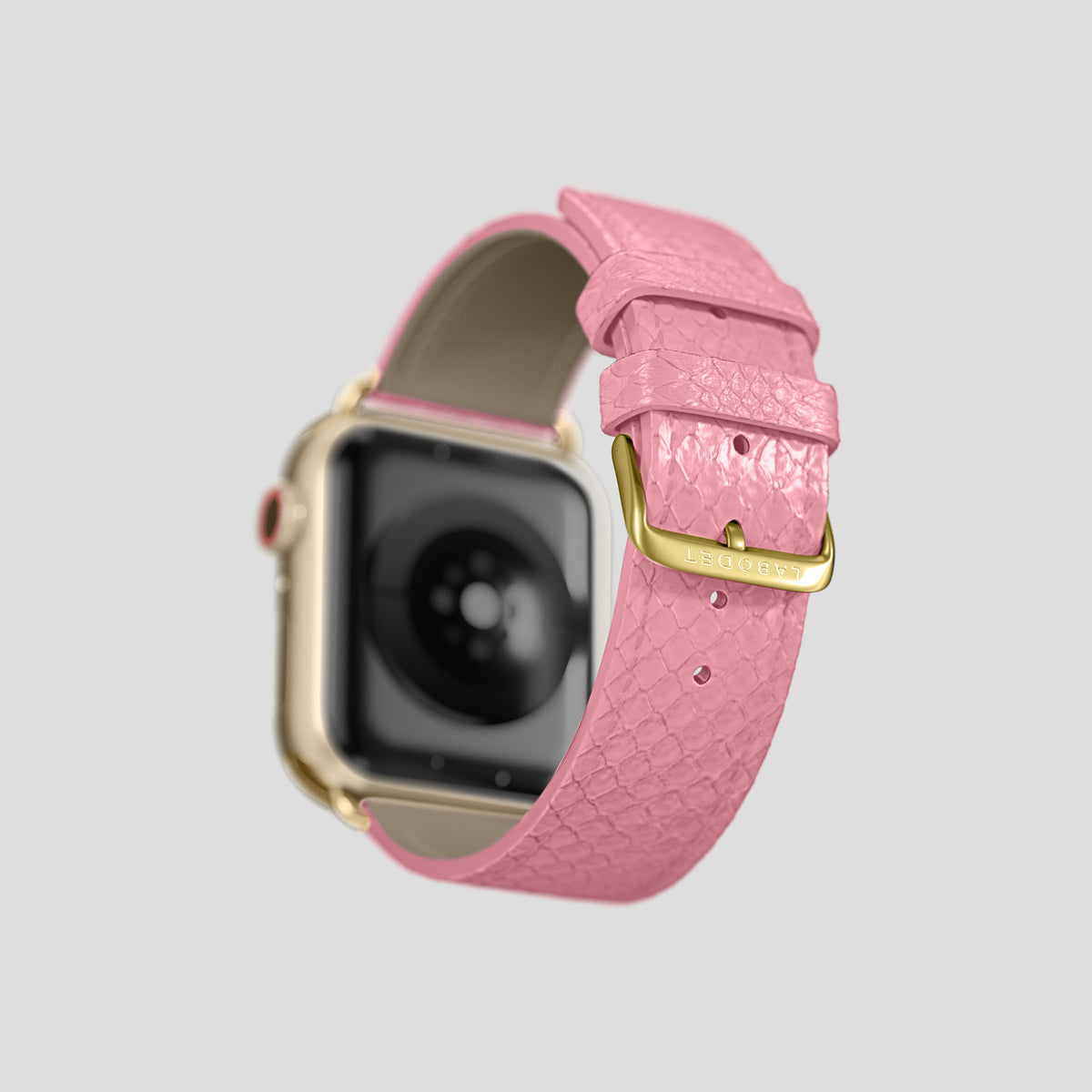 Pink Apple Watch 42mm Classic Strap In Python with Gold Metal -5 | Pink-Gold