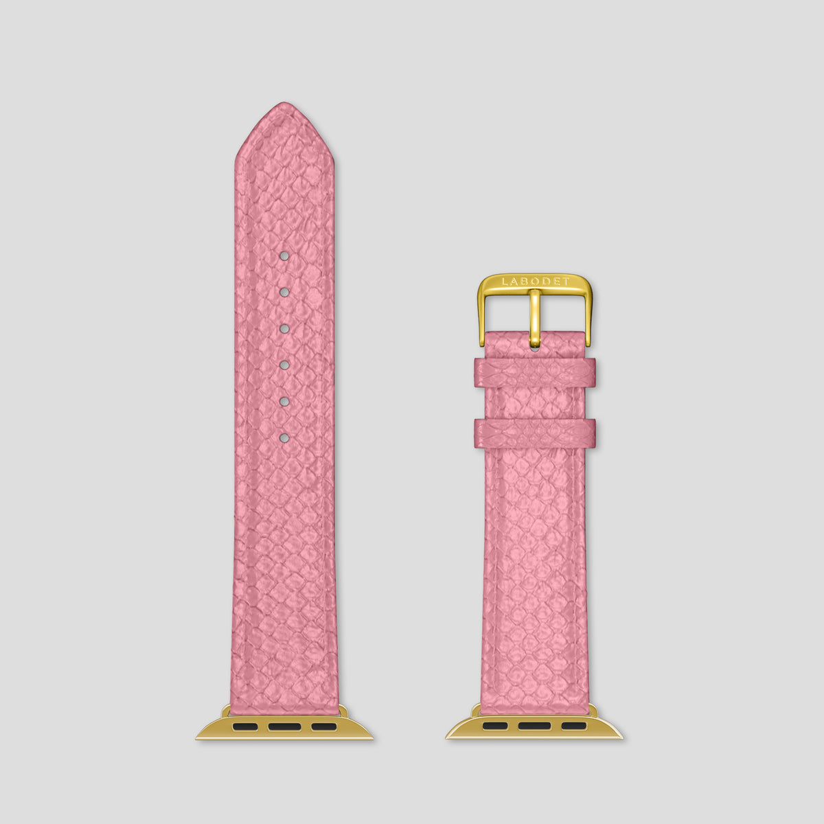 Pink Apple Watch 42mm Classic Strap In Python with Gold Metal -6 | Pink-Gold