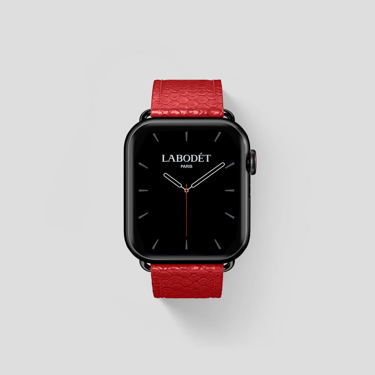 Red Apple Watch 42mm Classic Strap In Python with Black Metal -1 | Red-Black