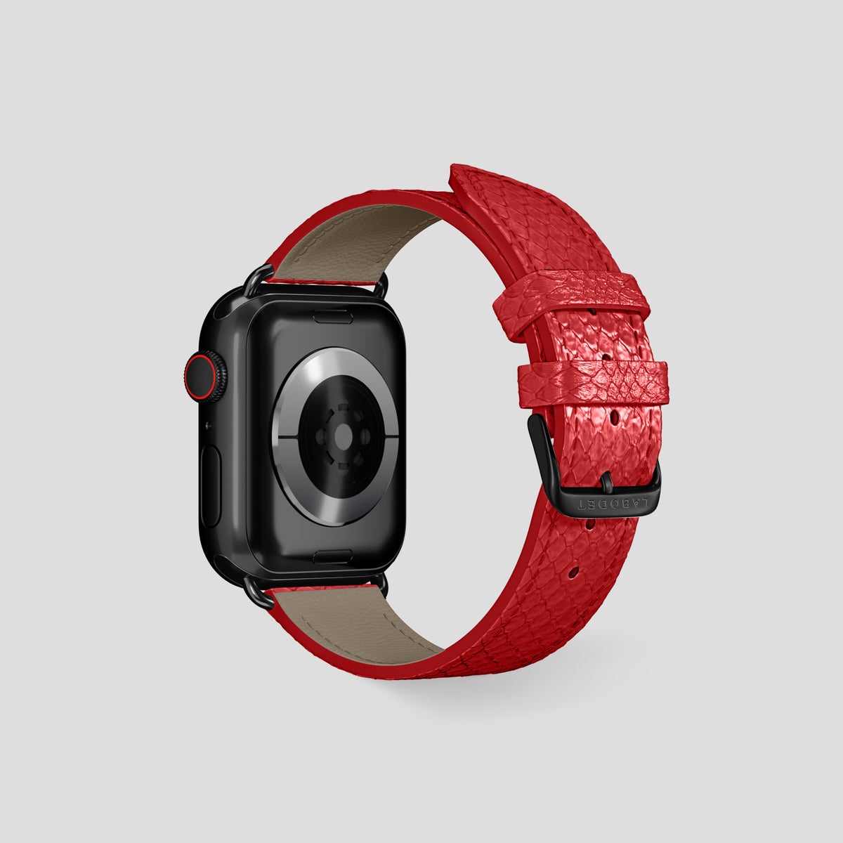 Red Apple Watch 42mm Classic Strap In Python with Black Metal -2 | Red-Black