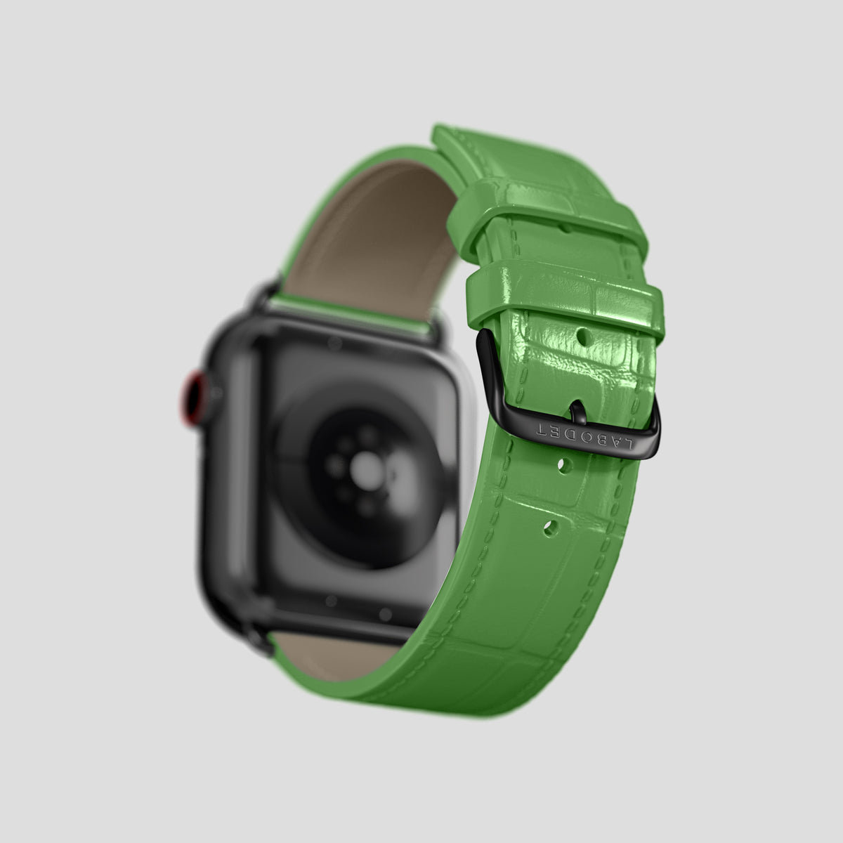 Apple-Green Classic Strap For Apple Watch 46mm In Alligator with Black Metal -4 | Apple-Green-Black
