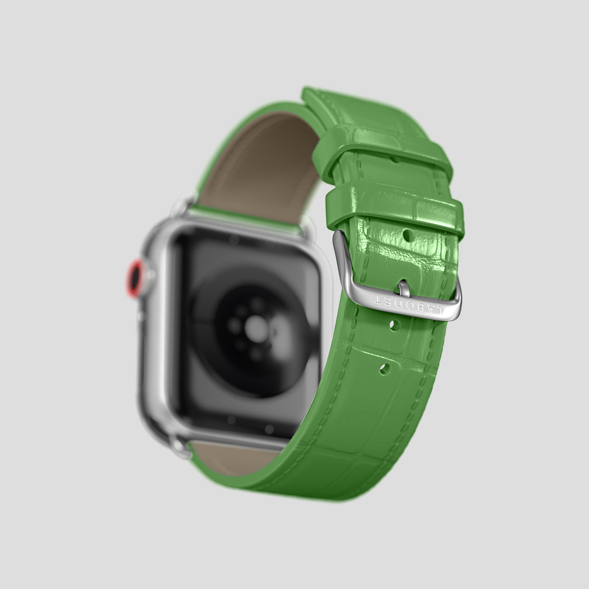 Apple-Green Classic Strap For Apple Watch 46mm In Alligator with Steel Metal -4 | Apple-Green-Steel