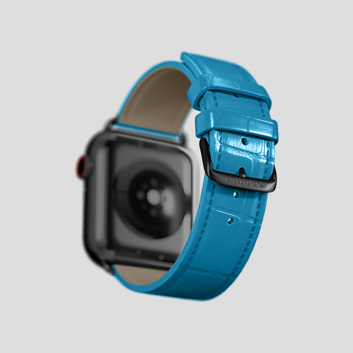 Curaçao-Blue Classic Strap For Apple Watch 46mm In Alligator with Black Metal -4 | Curaçao-Blue-Black