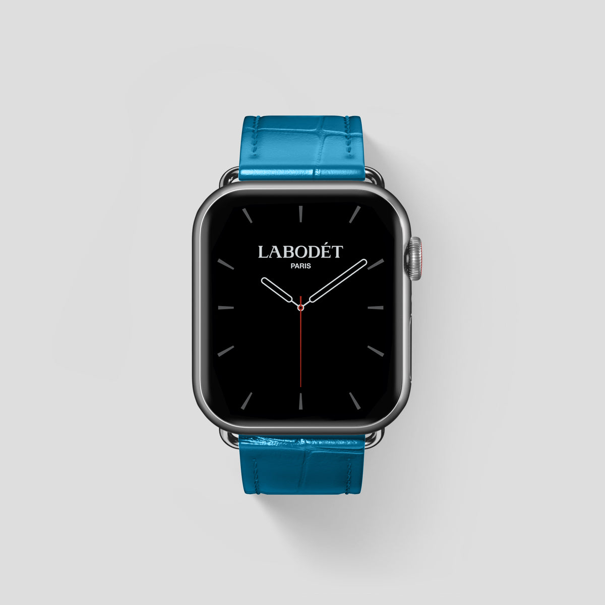 Curaçao-Blue Classic Strap For Apple Watch 46mm In Alligator with Steel Metal -1 | Curaçao-Blue-Steel
