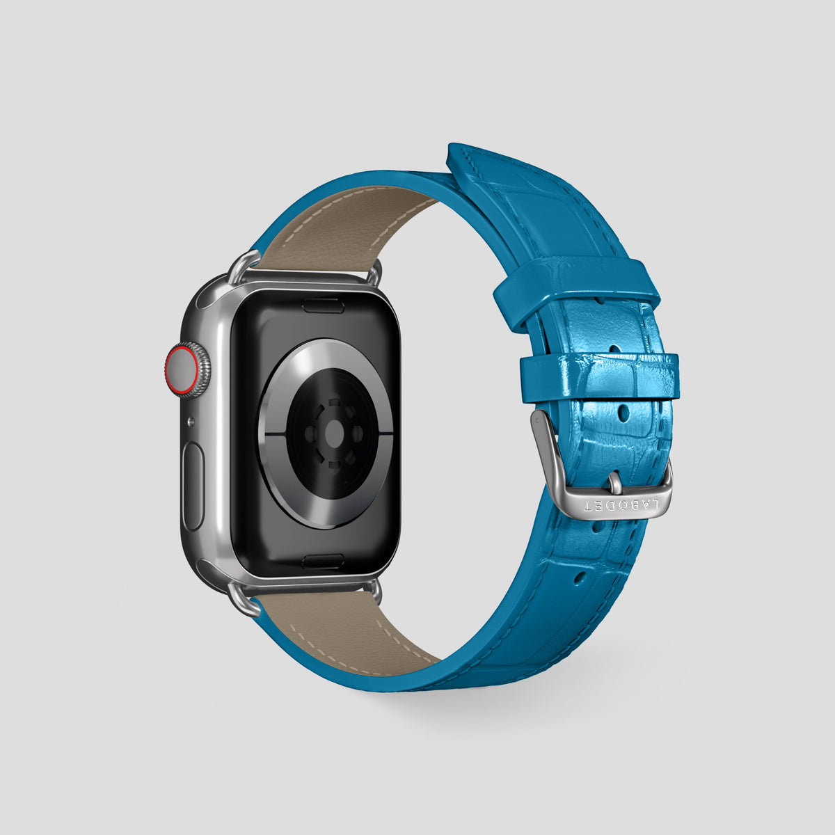 Curaçao-Blue Classic Strap For Apple Watch 46mm In Alligator with Steel Metal -2 | Curaçao-Blue-Steel