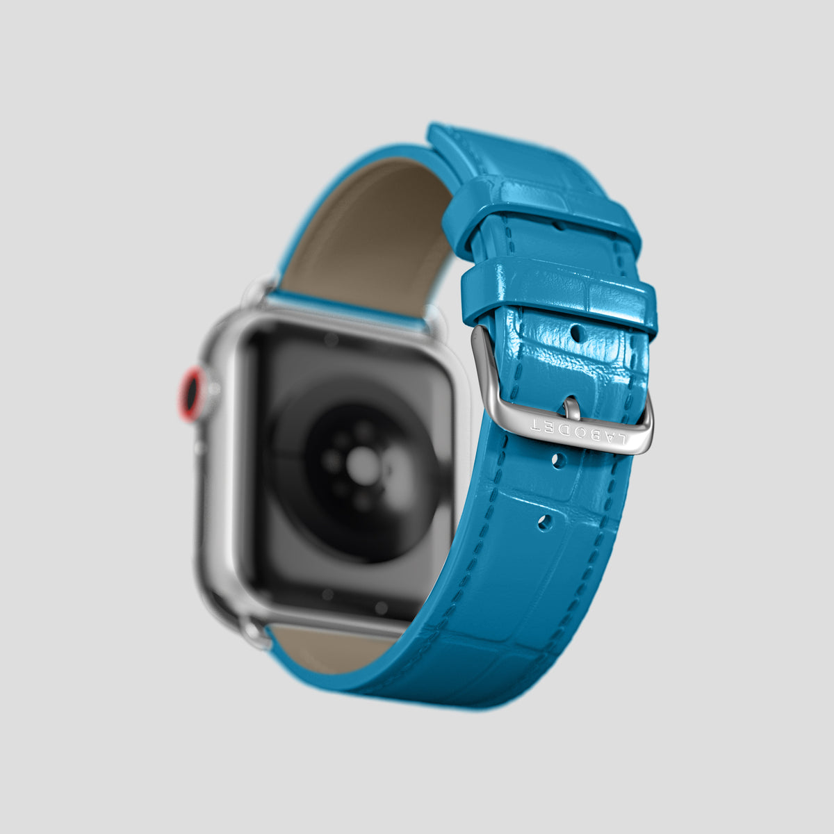 Curaçao-Blue Classic Strap For Apple Watch 46mm In Alligator with Steel Metal -4 | Curaçao-Blue-Steel