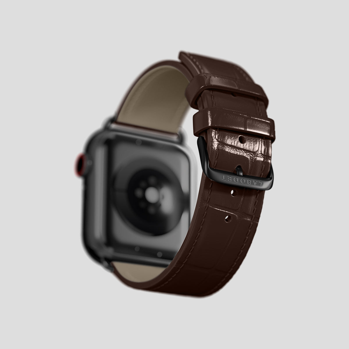 Dark-Brown Classic Strap For Apple Watch 46mm In Alligator with Black Metal -4 | Dark-Brown-Black