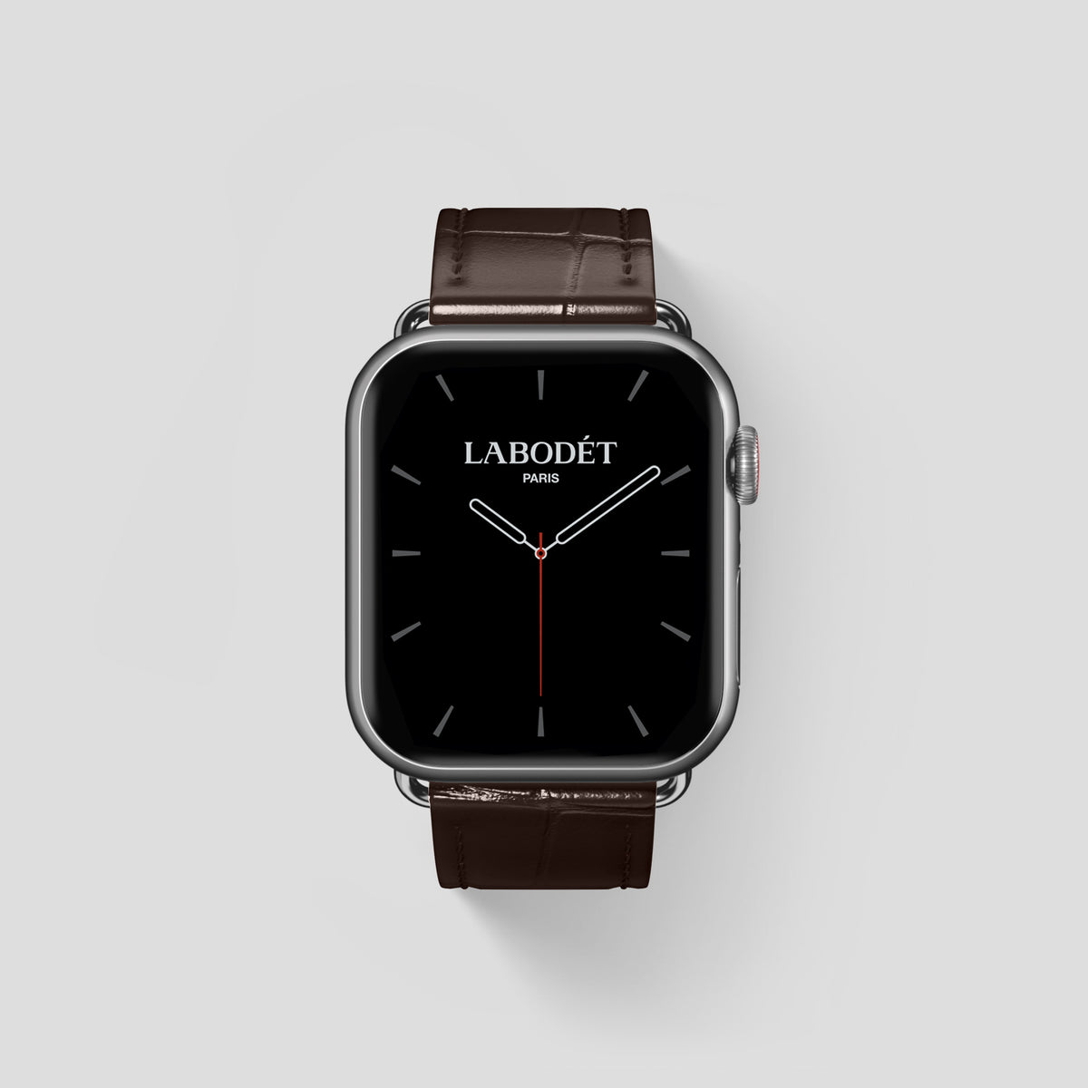 Dark-Brown Classic Strap For Apple Watch 46mm In Alligator with Steel Metal -1 | Dark-Brown-Steel