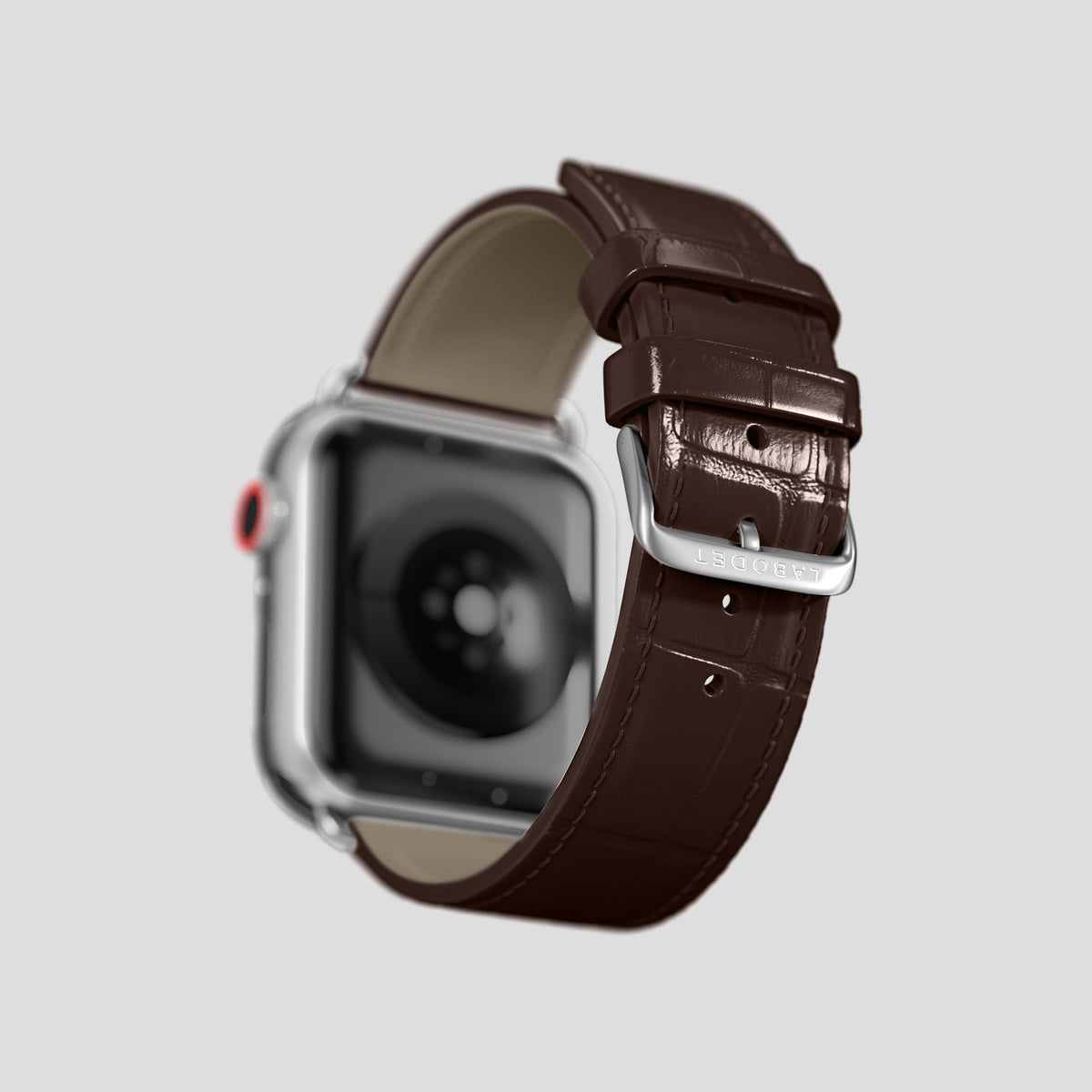 Dark-Brown Classic Strap For Apple Watch 46mm In Alligator with Steel Metal -4 | Dark-Brown-Steel