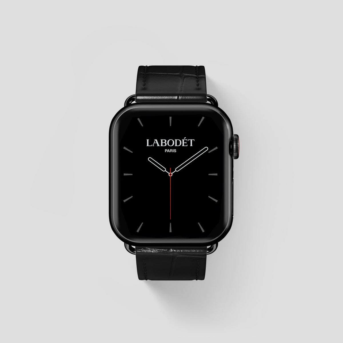 Black Classic Strap For Apple Watch 46mm In Alligator with Black Metal -1 | Black-Black