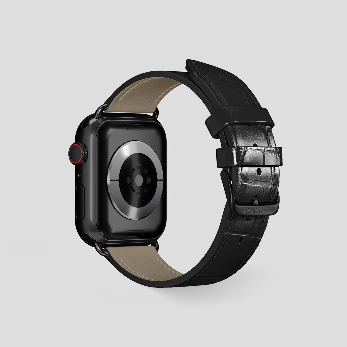 Black Classic Strap For Apple Watch 46mm In Alligator with Black Metal -2 | Black-Black