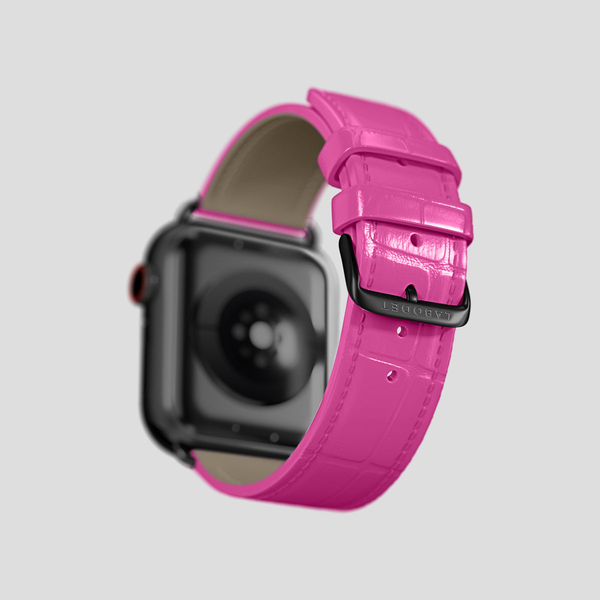 Fuchsia Classic Strap For Apple Watch 46mm In Alligator with Black Metal -4 | Fuchsia-Black