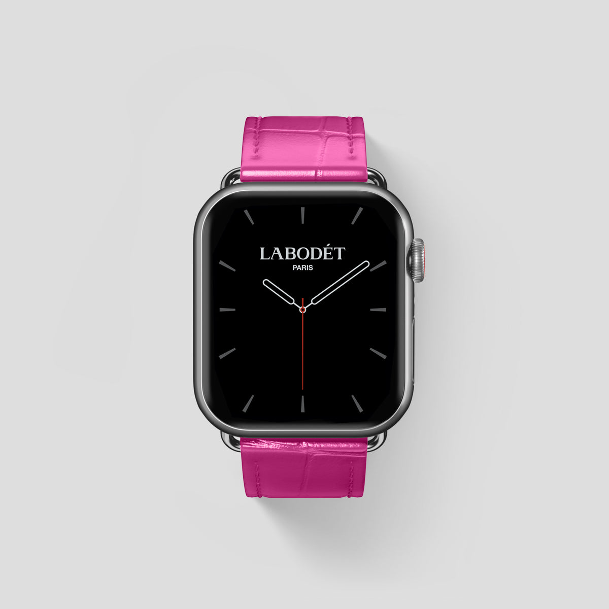 Fuchsia Classic Strap For Apple Watch 46mm In Alligator with Steel Metal -1 | Fuchsia-Steel
