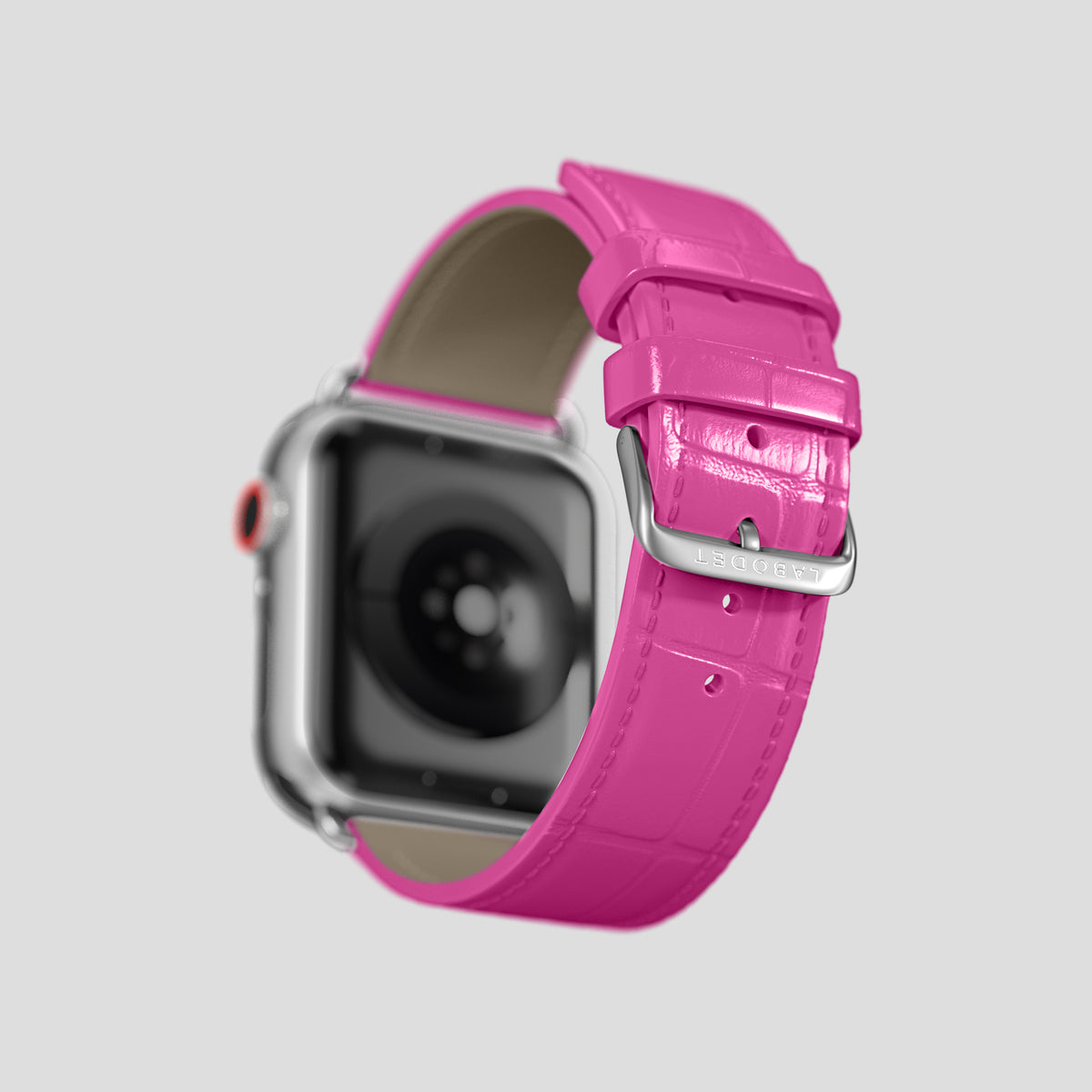 Fuchsia Classic Strap For Apple Watch 46mm In Alligator with Steel Metal -4 | Fuchsia-Steel