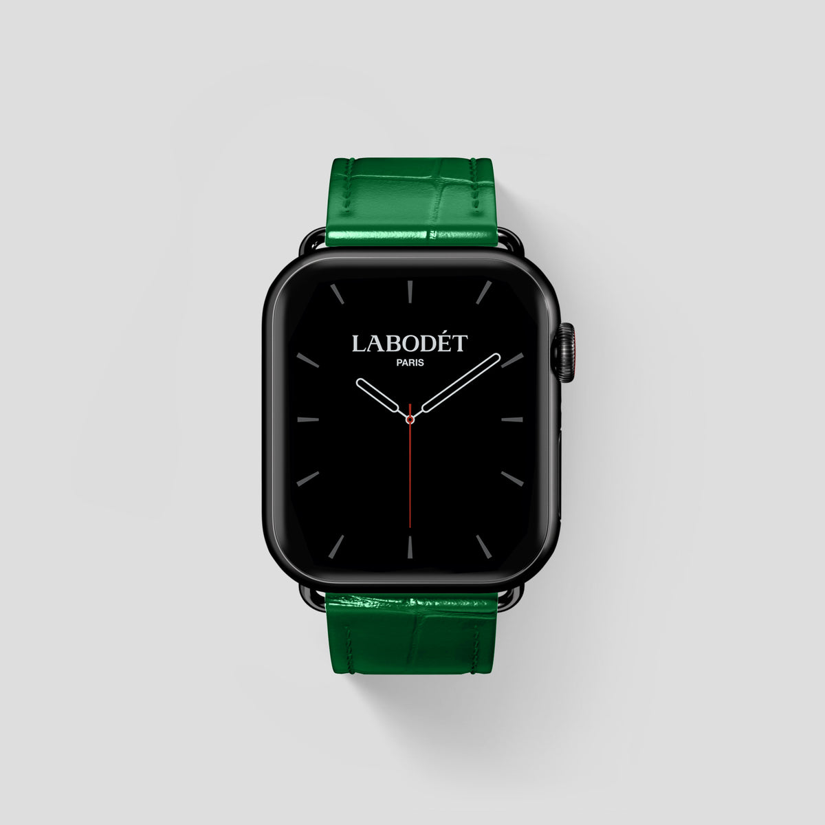 Forest-Green Classic Strap For Apple Watch 46mm In Alligator with Black Metal -1 | Forest-Green-Black